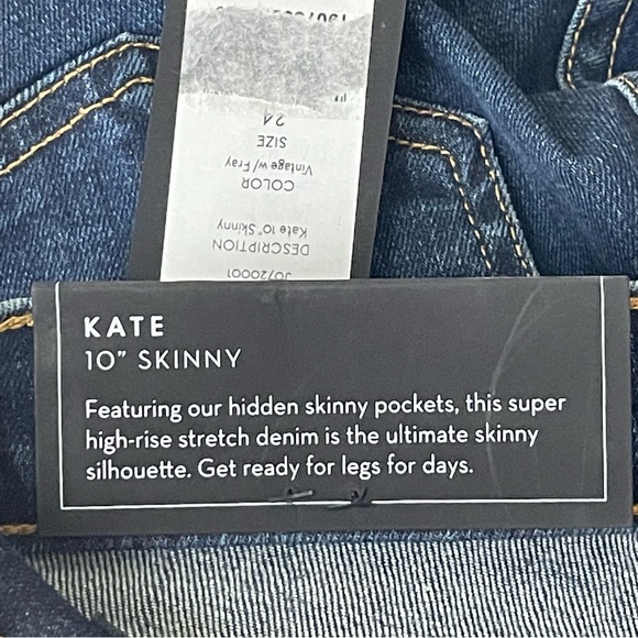 VERONICA BEARD JEANS NWT KATE 10” HIGH RISE SKINNY JEANS 24 VINTAGE WITH FRAY - Picture 7 of 14